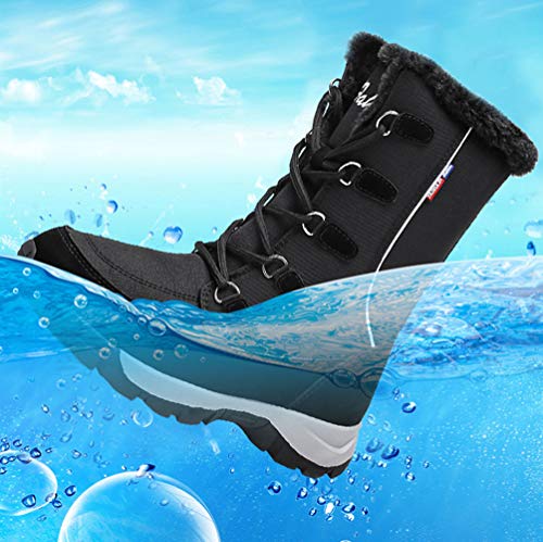 Mujer Botas para Raquetas de Nieve Zapatos de Invierno a Prueba de Agua, Forro y Suela de Goma Isotherm Transpirable y Duradero 37 EU Negro,23.5 cm talón a los pies