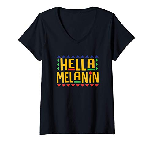 Mujer Hella Melanin Mad Dope Soul Black Girl Magic Christmas Gift Camiseta Cuello V