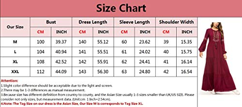 Mujer Musulmán Abaya Robe Kaftan - Dama Manga Larga Swing Vestido Maxi Tamaño Más Elegante Bordado Vestido de Coctail 2XL