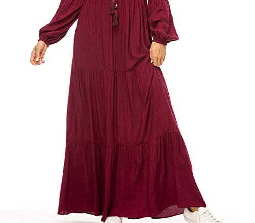 Mujer Musulmán Abaya Robe Kaftan - Dama Manga Larga Swing Vestido Maxi Tamaño Más Elegante Bordado Vestido de Coctail 2XL