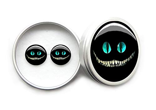 mujer pendientes plata de ley 925 baratos pendientes pequeños gato negro Alicia en el país de las Maravillas