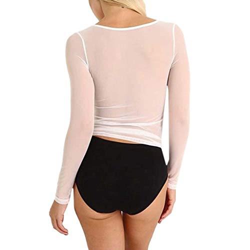 Mujer Sexy Ropa Interior de Encaje Delgado y Apretado Yesmile ?? Lencería Transparente para Mujer Manga Larga sin Costuras Brazo Esculpir el Cuerpo Top Corto Blusa Camisa de Malla