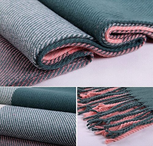 Mujeres caliente Mantas Cozy Pashmina bufanda larga tartán enrejado mantón (empobrecido verde)