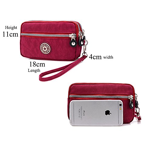 Mujeres Cartera Adaptador Capas Cremallera Bolso Impermeable Nylon Pulsera Bolsa Embrague Bolso de Mano Telefono Celular Bolsa Tarjeta Dinero Billetera