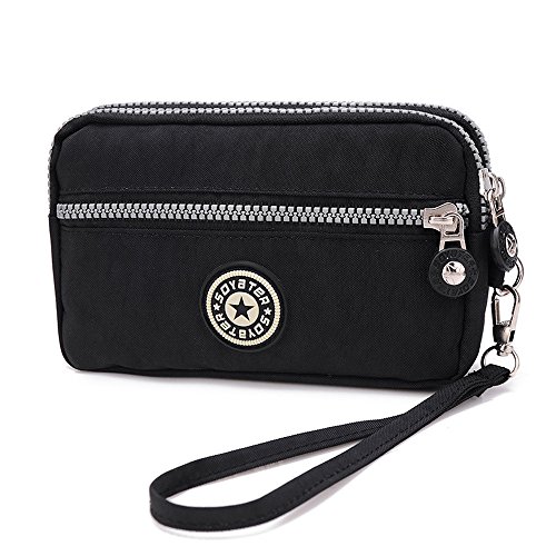 Mujeres Cartera Adaptador Capas Cremallera Bolso Impermeable Nylon Pulsera Bolsa Embrague Bolso de Mano Telefono Celular Bolsa Tarjeta Dinero Billetera