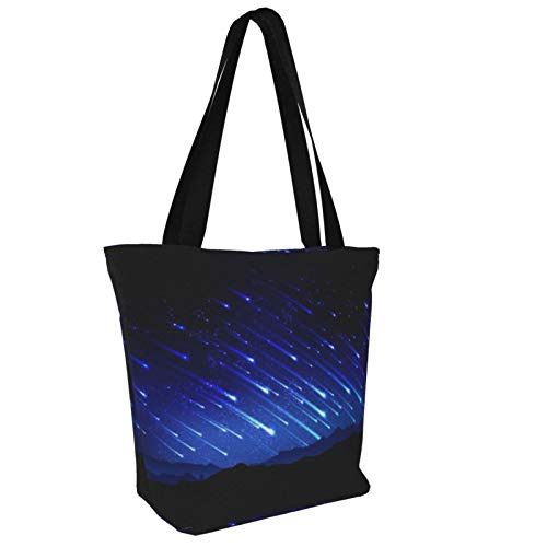 Mujeres de la bolsa de asas de la lona de la lluvia del meteorito para el ultramarinos, bolso de compras, asas largas lavables