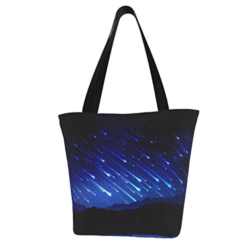 Mujeres de la bolsa de asas de la lona de la lluvia del meteorito para el ultramarinos, bolso de compras, asas largas lavables