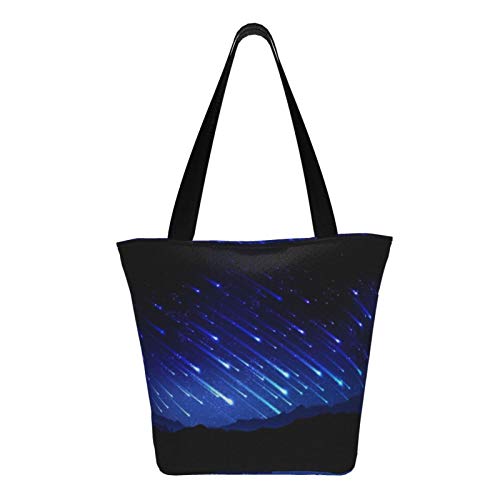 Mujeres de la bolsa de asas de la lona de la lluvia del meteorito para el ultramarinos, bolso de compras, asas largas lavables