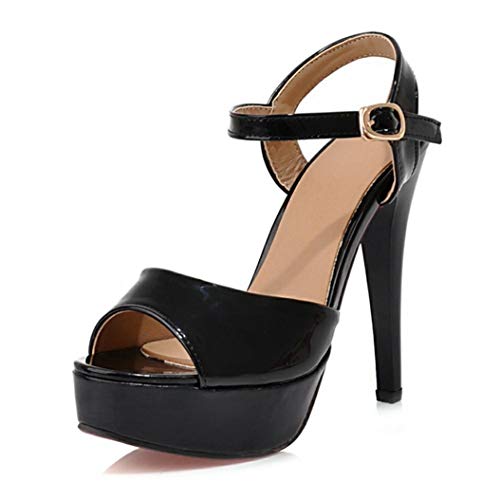 Mujeres Tacones de Punta Bombas Plataforma de Verano Tacón Alto Peep-Toe Calzado Fiesta Boda Carrera Señoras Tobillo Hebilla Correa Sandalias