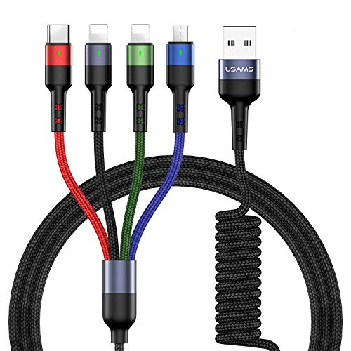 Multi Cable Cargador,4 en 1 Cable Multiple USB Tipo C Carga Micro USB Nylon Trenzado para Galaxy S10 S9 S8/Nexus 6P 5X/ Google Pixel/Android/Xiaomi/Pads