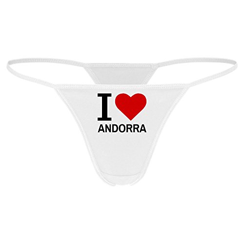 Multifanshop Tanga Classic I Love Andorra - Tanga para mujer, talla S - XL Blanco XL