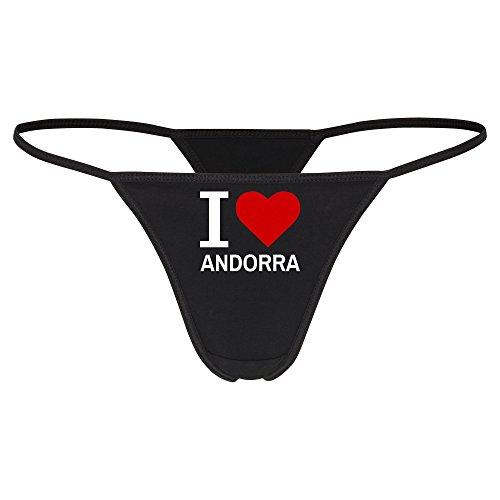 Multifanshop Tanga Classic I Love Andorra - Tanga para mujer, talla S - XL Negro XL