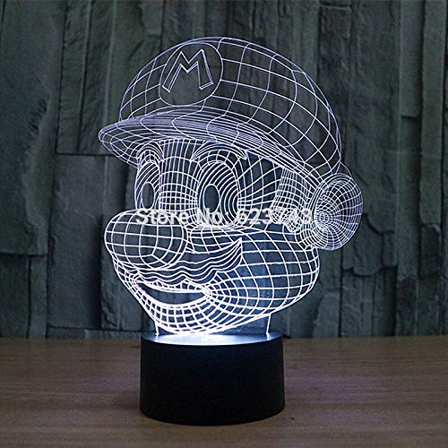 Múltiples colores Juego de dibujos animados en 3D Super Mario Luz nocturna LED con luz ambiental LED Cable USB para juguetes para niños
