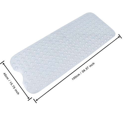 Multiply-X Alfombra Antideslizante bañera, Seguridad con ventosas de succión, Extra Largo para Cuarto de baño 100cm*40cm, la Materia PVC Duradera, ecológica y no mohosa