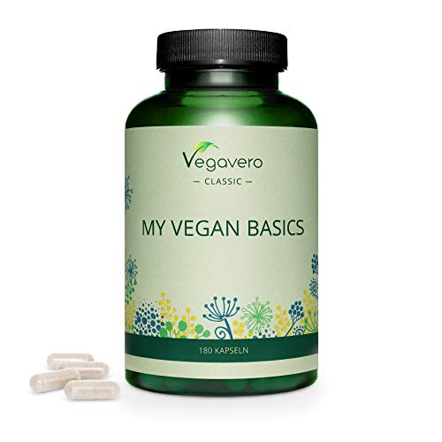 Multivitaminas Para Veganos Vegavero® | El Único Sin Aditivos | Vitamina B12 + Calcio (Aquamin) + D3 (Vitashine) + Hierro + Selenio + Zinc + Yodo + B2 | 180 Cápsulas | Complejo Multivitamínico