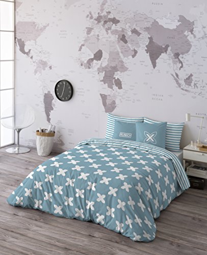 Munich EVO Blue Funda Nórdica, Algodón, Azul, 105 cm