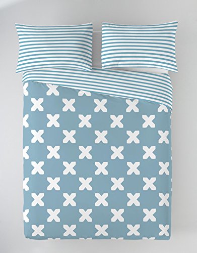 Munich EVO Blue Funda Nórdica, Algodón, Azul, 105 cm