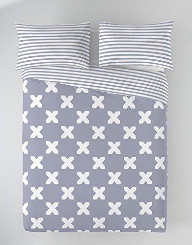 Munich EVO Grey Funda Nórdica, Algodón, Gris, 90 cm