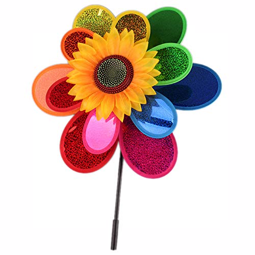munloo Molino Viento de Dos Capas de Colores, Decoración de Pinwheel Desde Balcón o Terraza, Molino Viento Jardin de Césped para Fiestas