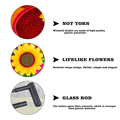 munloo Molino Viento de Dos Capas de Colores, Decoración de Pinwheel Desde Balcón o Terraza, Molino Viento Jardin de Césped para Fiestas