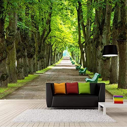 mural pared Custom Any Size Mural Pintura de pared Verde Big Tree Boulevard 3D Wallpaper de la sala de estar Dormitorio Decoración Dormitorio Mural-250cmx175cm