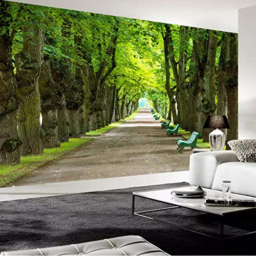 mural pared Custom Any Size Mural Pintura de pared Verde Big Tree Boulevard 3D Wallpaper de la sala de estar Dormitorio Decoración Dormitorio Mural-350cmx245cm