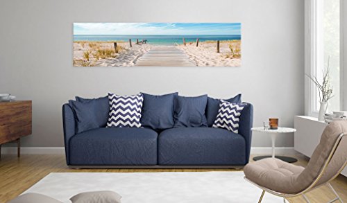 murando Cuadro en Lienzo Playa 172x45 cm 1 Parte impresión en Material Tejido no Tejido Cuadro de Pared impresión artística fotografía gráfica decoración Naturaleza Paisaje Mar c-A-0108-b-a