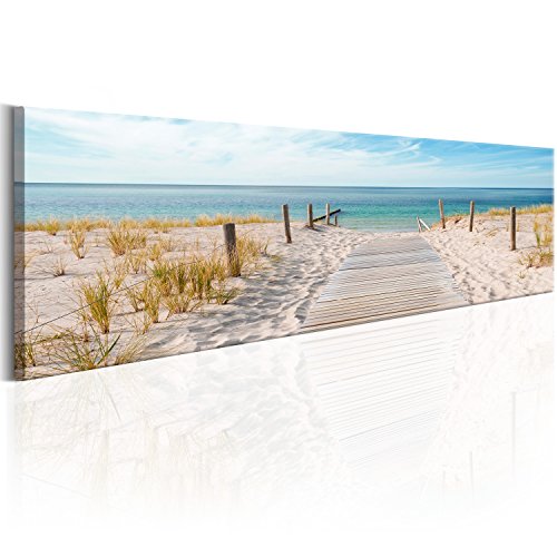 murando Cuadro en Lienzo Playa 172x45 cm 1 Parte impresión en Material Tejido no Tejido Cuadro de Pared impresión artística fotografía gráfica decoración Naturaleza Paisaje Mar c-A-0108-b-a