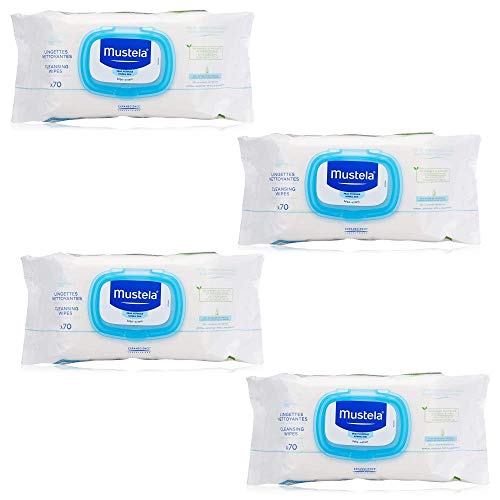 Mustela - 4 paquetes de toallitas limpiadoras de 70 unidades