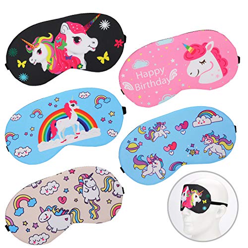 MWOOT 5 Piezas Antifaz para Dormir, Anti-Luz Máscara de Unicornio para Dormir, Antifaz Unicornio para Fiesta de Pijamas