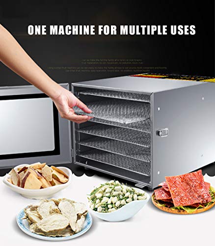 Mxmoonant Deshidratador de Alimentos, 6 bandejas, Todo Acero Inoxidable, 35-75 ℃, 12 Horas de Tiempo, 35 L para Hierbas, té perfumado, cecina, Chips de Frutas (Digital)