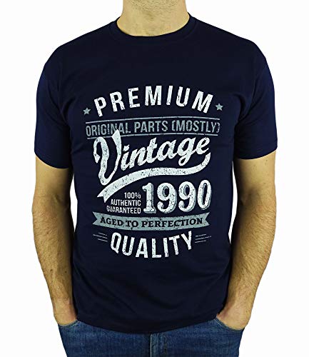 My Generation Gifts Vintage Year - Aged to Perfection - 30 Cumpleaños Años - Regalo de Cumpleaños Camiseta para Hombre - Azul Marino XL