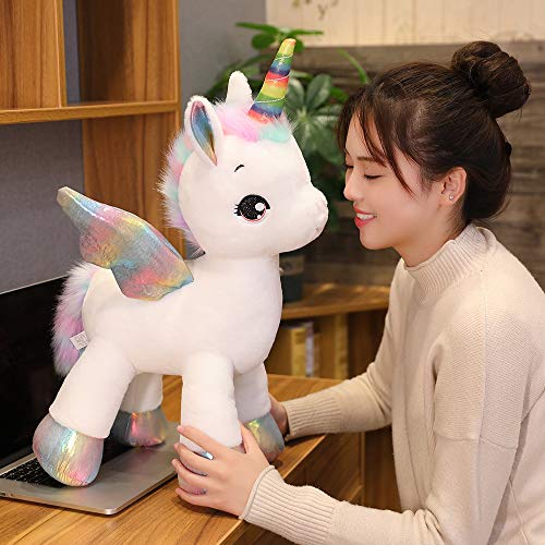 N / A 1 Pieza Gigante Caballo Suave Juguete de Peluche arcoíris alas Brillantes muñeco de Caballo de Peluche Animal Caballo niña 40 CM