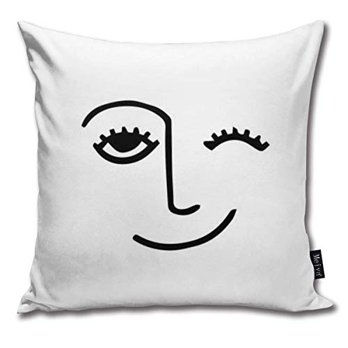 N \ A Ameok-Design Wink Face Velvet Soft Soild Funda de almohada cuadrada decorativa para sofá dormitorio coche con cremallera invisible 45 x 45 cm