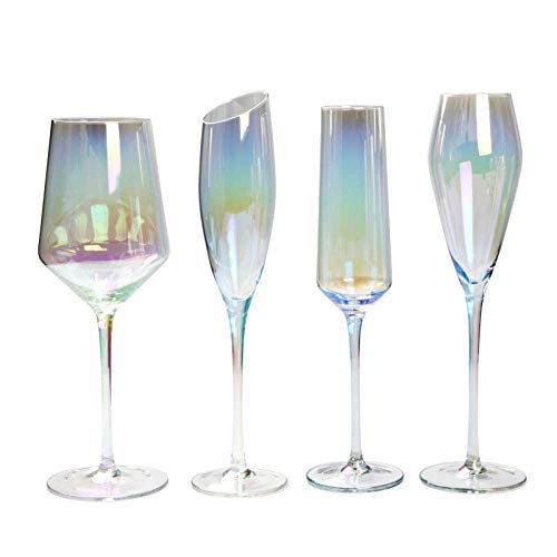 N / A Cáliz, Copa de Arco Iris, Copa de champán de Cristal de Colores, Copa de Vino de Colores, Copa de Vino pequeña Oblicua