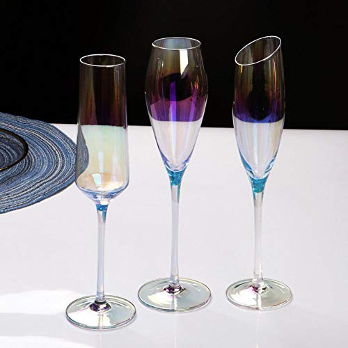N / A Cáliz, Copa de Arco Iris, Copa de champán de Cristal de Colores, Copa de Vino de Colores, Copa de Vino pequeña Oblicua