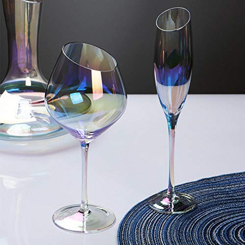 N / A Cáliz, Copa de Arco Iris, Copa de champán de Cristal de Colores, Copa de Vino de Colores, Copa de Vino pequeña Oblicua