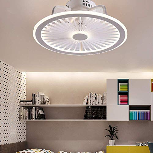 N / A Ceiling Fans with Lighting 56W Creative Invisible Fan LED Ceiling Light Remote Control Dimmable Ultra-Quiet Can Timing Fan Chandelier Modern Living Room Bedroom Lamp Φ50,White,White