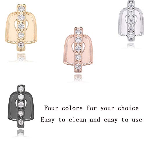 N\ A Frenos De Hip Hop, Diamond-Single Bar Shape Teeth, Hip Hop Teeth Grills Gold-Plated Braces Diamond Braces Single Braces for Party 1.1x0.7x0.2cm / Pistola de Color Negro