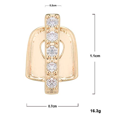 N\ A Frenos De Hip Hop, Diamond-Single Bar Shape Teeth, Hip Hop Teeth Grills Gold-Plated Braces Diamond Braces Single Braces for Party 1.1x0.7x0.2cm / Pistola de Color Negro