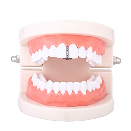 N\ A Frenos De Hip Hop, Diamond-Single Bar Shape Teeth, Hip Hop Teeth Grills Gold-Plated Braces Diamond Braces Single Braces for Party 1.1x0.7x0.2cm / Pistola de Color Negro