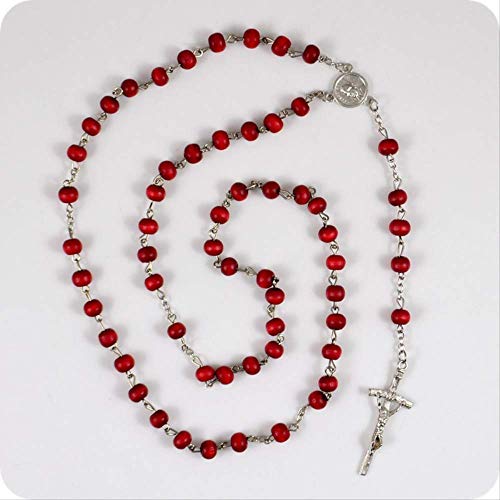 n a Papa Franciscus PP Rosa perfumada Perfume Madera Rosario Cuentas Jesús Cruz Collar católico Moda joyería Religiosa