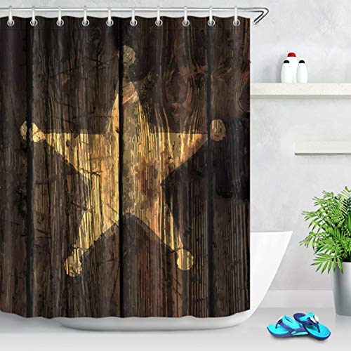 /N Tablero de Madera marrón Cortina de Ducha de Tela Texas Star Baño