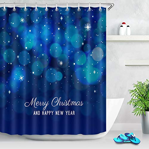 /N Tejido de poliéster Navidad Año Nuevo Halo Star Cortina de baño