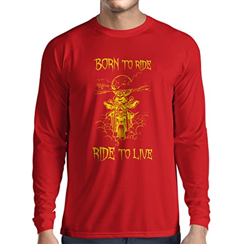 N4690L Camiseta de Manga Larga Born To Ride! Motorcycle Clothing (Large Rojo Multicolor)