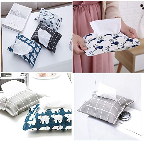 N\A - 5 bolsas de pañuelos para pañuelos de tela, tela de lino y algodón, dispensador de pañuelos desmontable para oficina en el hogar, coche