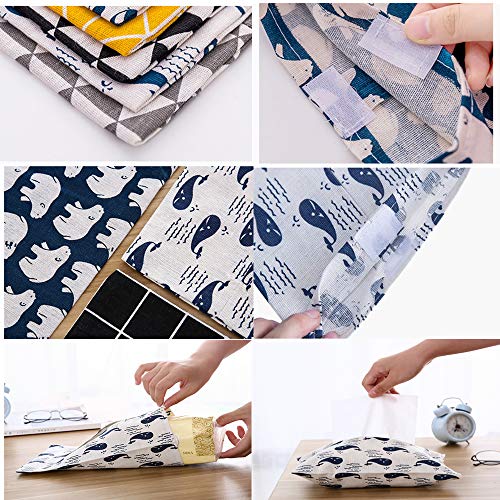 N\A - 5 bolsas de pañuelos para pañuelos de tela, tela de lino y algodón, dispensador de pañuelos desmontable para oficina en el hogar, coche