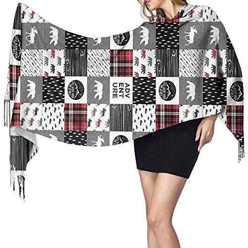 N/A Bufanda grande para mujer The Happy Wholecloth Soft Cashmere Feel Pashmina Shawls Wraps