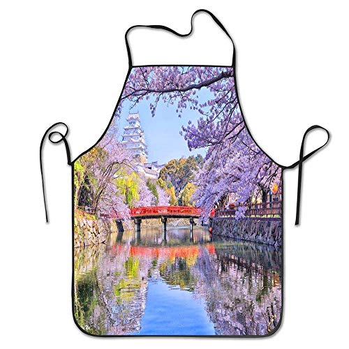 N\A Cocina Hornear Personalidad Delantal Restaurante Chef Jardín Delantal Hecho a Mano Japón Tokio Ríos Puentes Primavera Floración Árboles