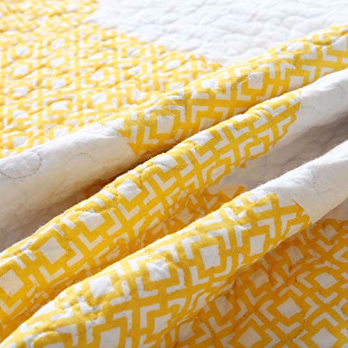 N/A - Juego de Ropa de Cama de 3 Piezas Hecho a Mano de algodón Lavado, Colcha Acolchada para Cama de tamaño King, Color Amarillo, Amarillo, 2 0m (6 6 Feet)